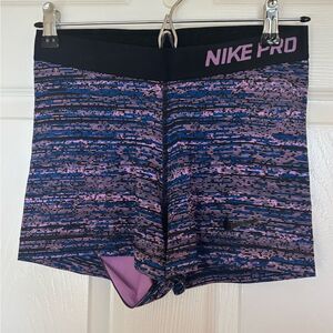 Nike Pro Women's Athletic Shorts - Black and Purple